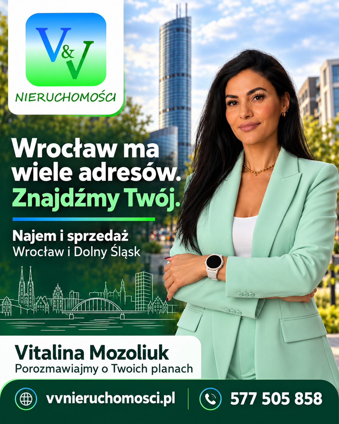 Vitalina Mozoliuk, V&V Nieruchomości: najem i sprzedaż, Wrocław i Dolny Śląsk, tel. 577 505 858